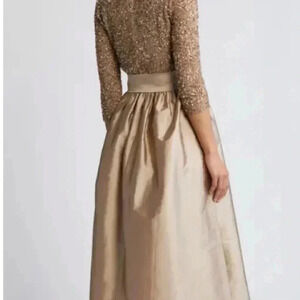 Pissarro Nights. Has Tags, no Sash Elegant Gold Sequin Top and Satin Skirt